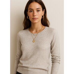 Aqua Cashmere High Low Crewneck Sweater, Light Grey Size XS